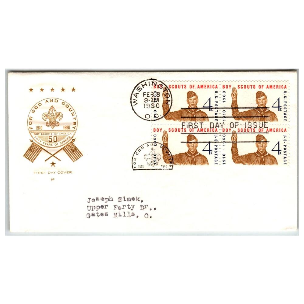 Scott #1145 1960 Boy Scouts of America First Day Cover FDC HF Cachet